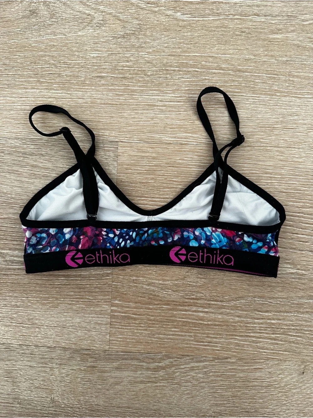ethika Multicolor Floral Print Bralette with Black Trim